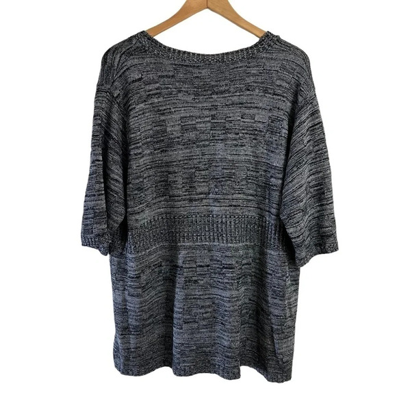 Liz & Me Gray Cardigan Sweater Plus Size 2X V Neck Short Sleeves Neutral Knit - Picture 2 of 7